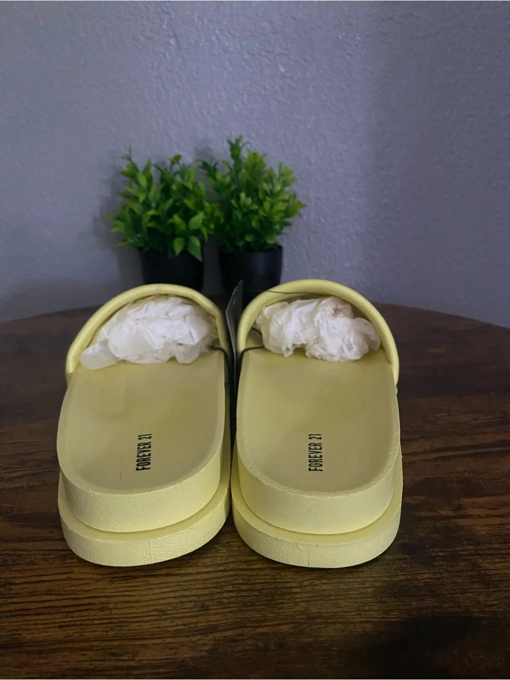 Forever 21 Yellow Quilted Slide Sandals